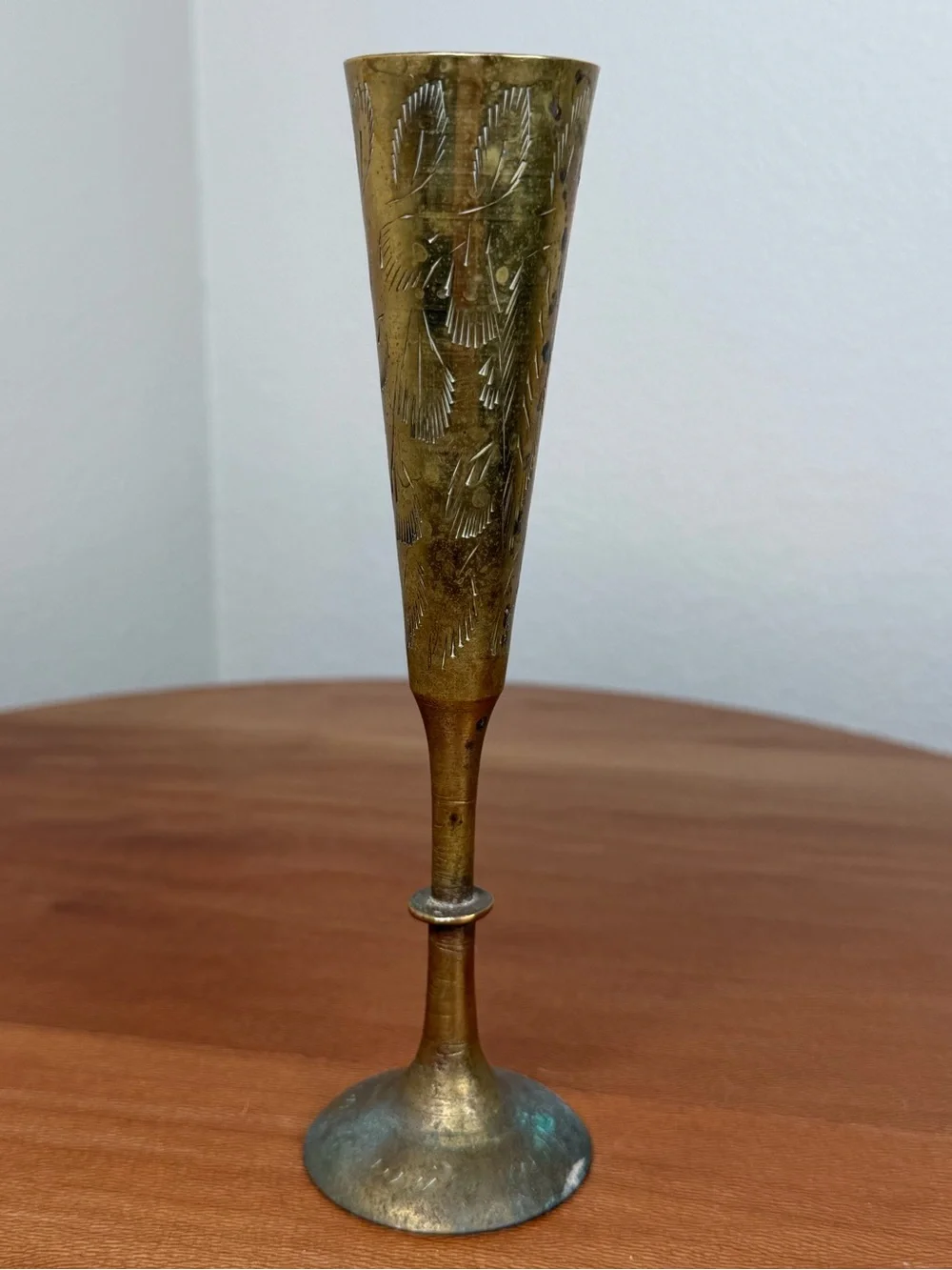 Vintage Solid Brass hand etched 6.5
